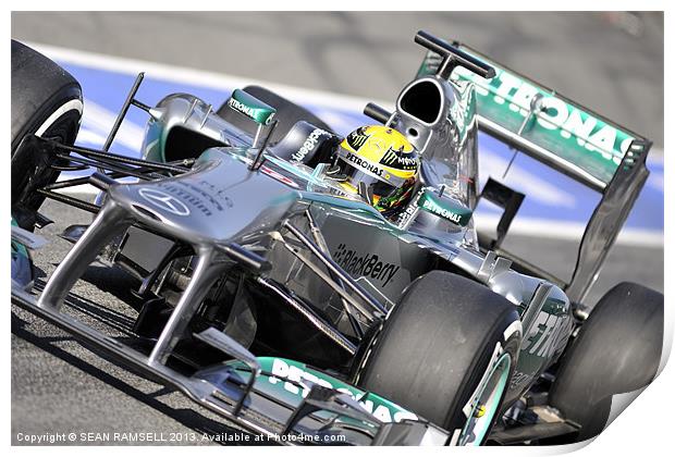 Lewis Hamilton - 2013 - AMG Mercedes Print by SEAN RAMSELL