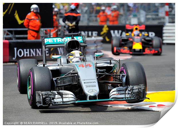 Lewis Hamilton & Daniel Ricciardo - Monaco 2016    Print by SEAN RAMSELL