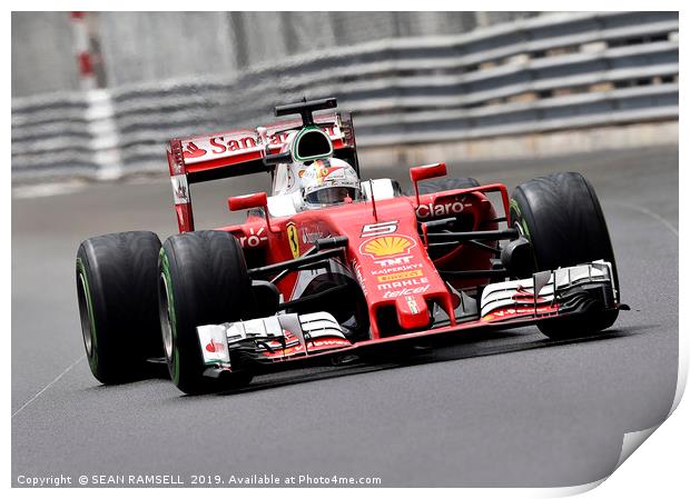 Sebastian Vettel - Monaco 2016                     Print by SEAN RAMSELL