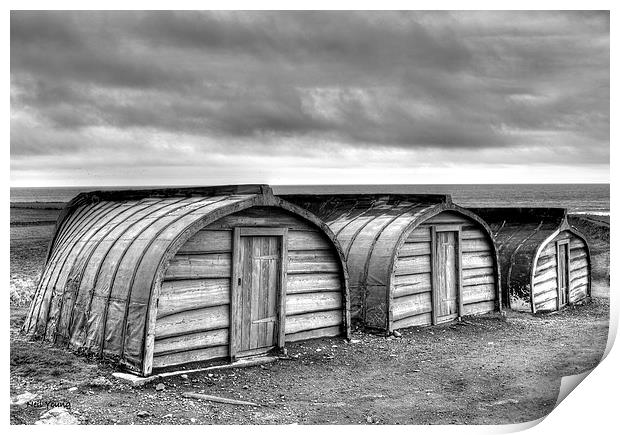 Lindisfarne Boat Huts Print by Neil Young