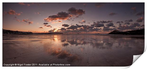 Whitesands Winter Sunset Print by Creative Photography Wales