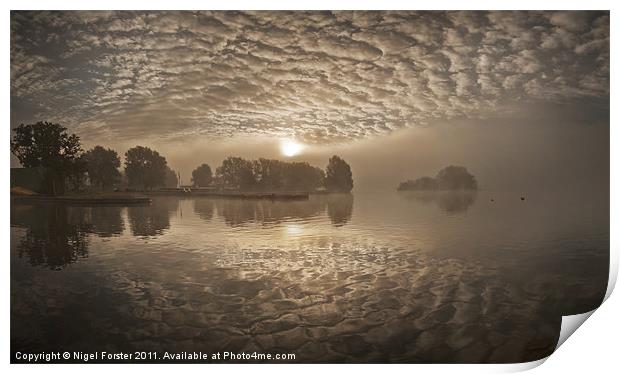 Llangorse lake dawn Print by Creative Photography Wales