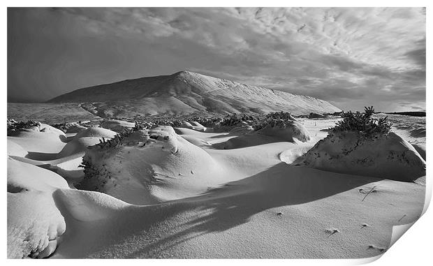 Hay Bluff Snow shadows Print by Creative Photography Wales