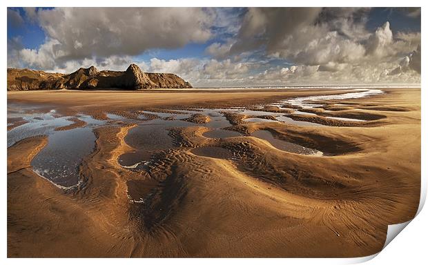 Three Cliffs Sand Pattern Print by Creative Photography Wales