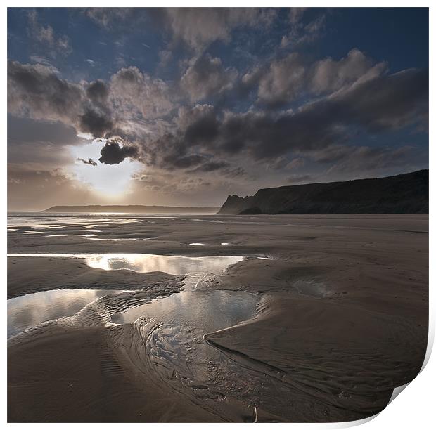 Three Cliffs Spring sunset Print by Creative Photography Wales
