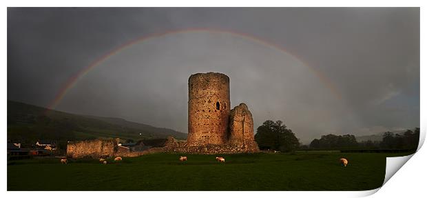 Tretower rainbow Print by Creative Photography Wales