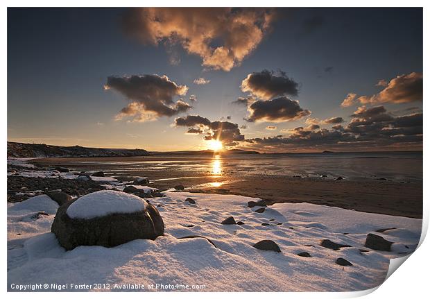 Whitesands Winter Sunset Print by Creative Photography Wales