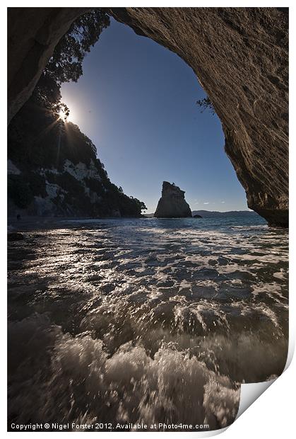 Cathedral Cove Coromandel Print by Creative Photography Wales