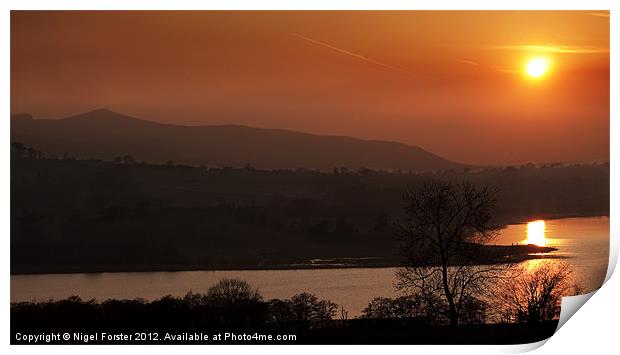 Llangorse Lake sunset Print by Creative Photography Wales