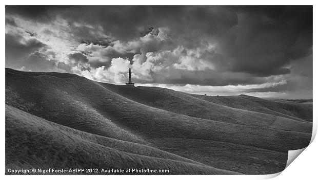 Cherhill Down Obelisk Print by Creative Photography Wales