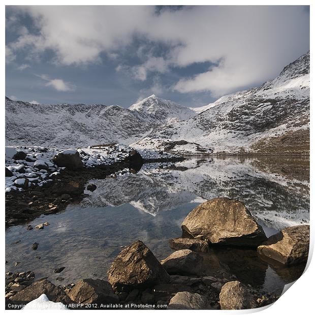 Snowdon winter landscape Print by Creative Photography Wales