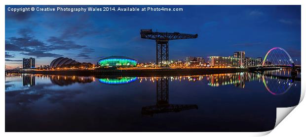  Glasgow Night Panorama Print by Creative Photography Wales