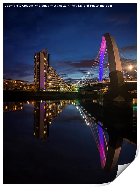  Squinty Bridge Night reflection Print by Creative Photography Wales