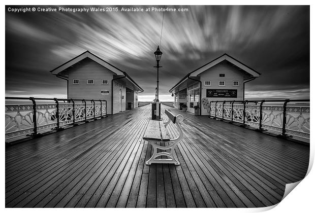 Penarth Pier in monochrome Print by Creative Photography Wales