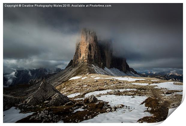 Tre Cime, Dolomites Landscape  Print by Creative Photography Wales