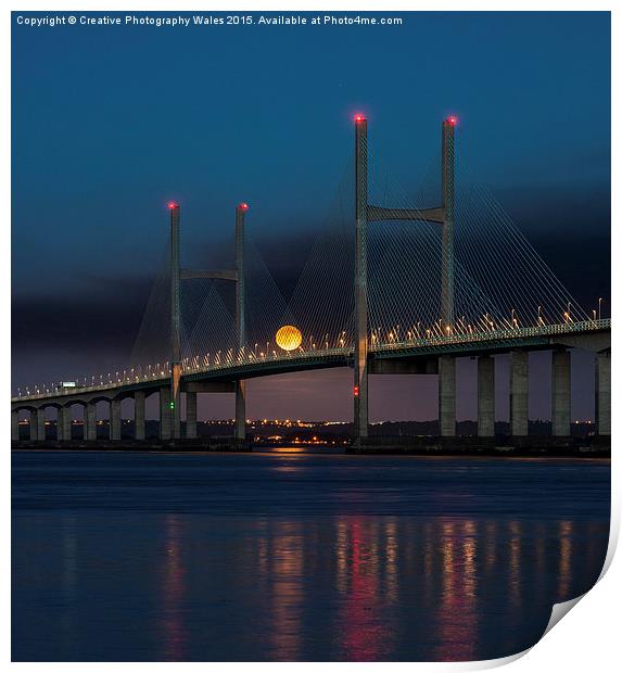 Severn Bridge Moonrise Print by Creative Photography Wales