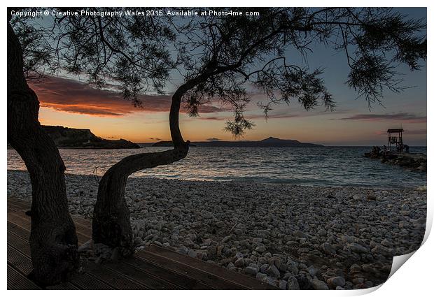 Souda Bay Sunset, Crete, Greece Print by Creative Photography Wales