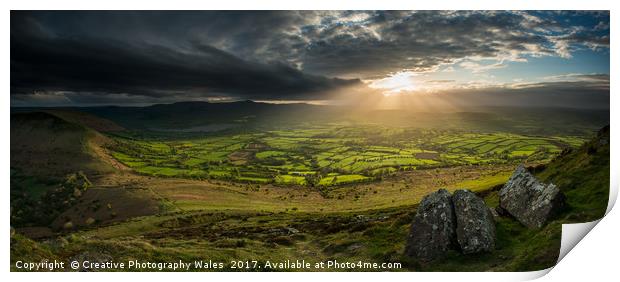 Mynydd  Llangorse spring landscape Print by Creative Photography Wales