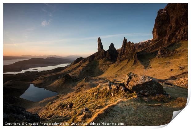 The Old Man of Storr at Dawn Print by Creative Photography Wales