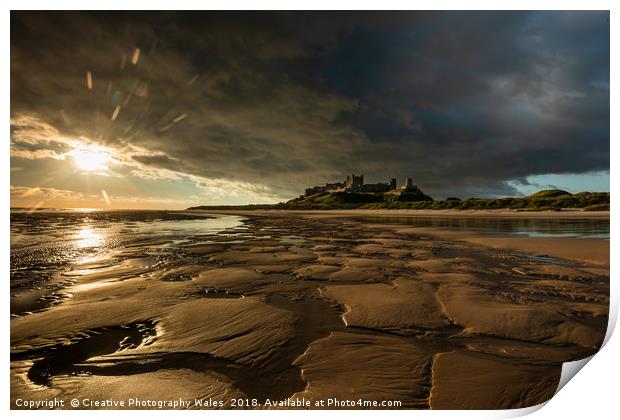Bamburgh Castle Coastal Lanbdscape Print by Creative Photography Wales