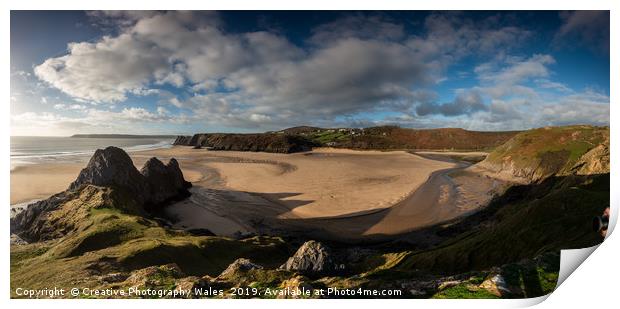 Three Cliffs Bay Landscape Print by Creative Photography Wales