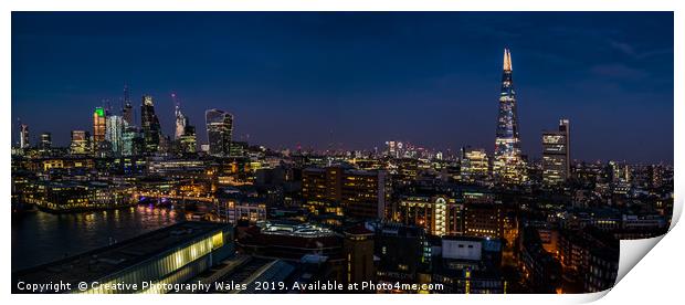 Night view of the city of London Print by Creative Photography Wales