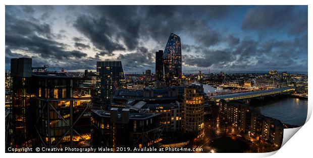 Night view of the city of London Print by Creative Photography Wales