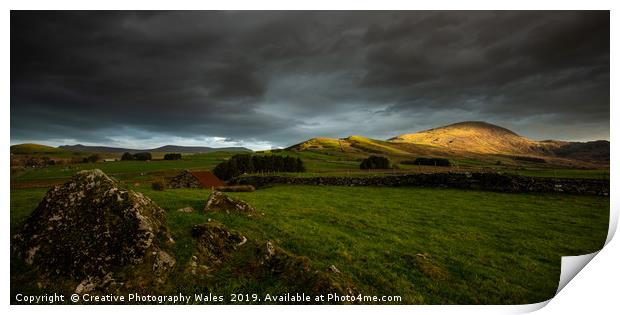 Landscape at Ynyspandy Slate Mill, Porthmadog, Sno Print by Creative Photography Wales