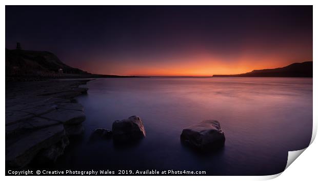 Kimmeridge Bay Sunset, Jurassic Coast in Dorset Print by Creative Photography Wales