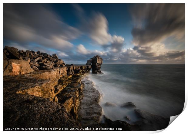 Pulpit Rock at Portland Bill on the Jurassic Coast Print by Creative Photography Wales