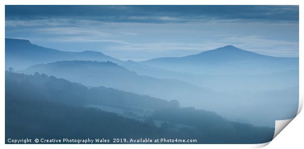 Suagr Loaf and the Black Mountains Print by Creative Photography Wales