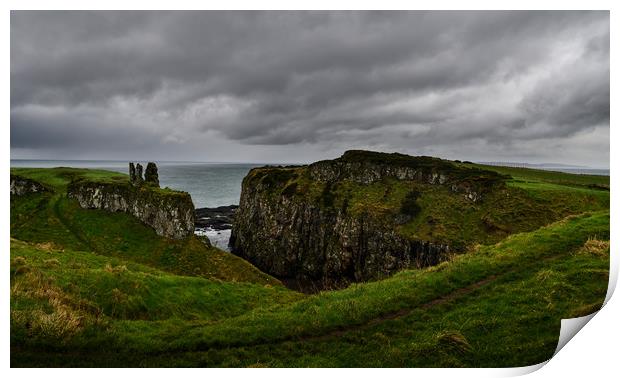 Dunseverick Castle Remains on the Causeway Coast i Print by Creative Photography Wales