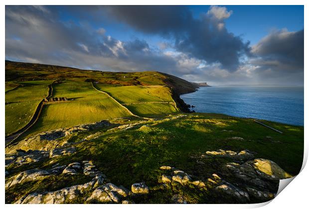 Torr Head and views to Murlough Bay on the The Cau Print by Creative Photography Wales