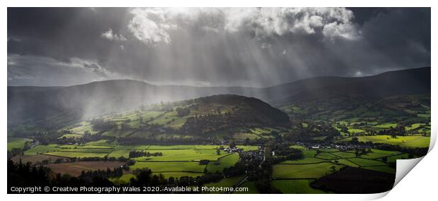 View from the Allt over Talybont on usk, Brecon Beacons National Print by Creative Photography Wales