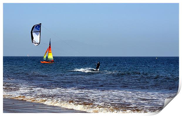 Surfer in Santa Barbara Print by Hamid Moham
