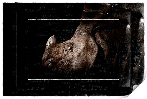 Rhino Protection Print by Debra Kelday