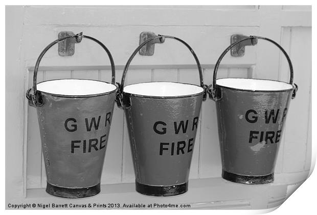 GWR Fire Buckets Print by Nigel Barrett Canvas