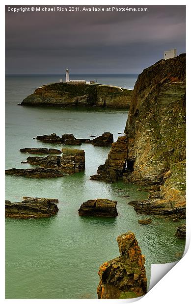 South Stacks Lighthouse Print by Michael Rich