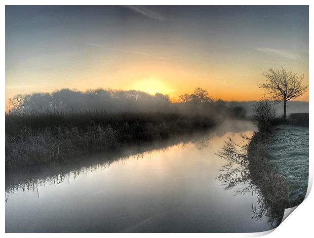 Sunrise over The Ashby-de-la-Zouch Canal Print by Scott Simpson