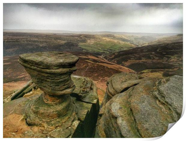 Rock Formations at Fairbrook Naze, Derbyshire. Print by Scott Simpson