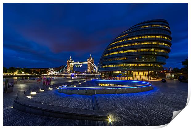 City Hall & Tower Bridge Print by Paul Shears Photogr