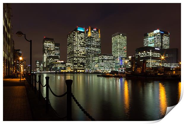 The Docks By Night Print by Paul Shears Photogr
