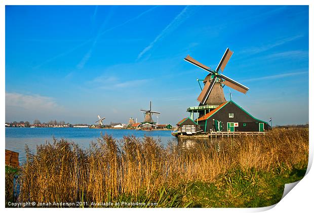 Windmills on De Zaan Print by Jonah Anderson Photography