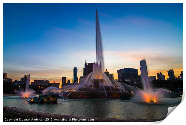 Fountain at Sunset Print by Jonah Anderson Photography