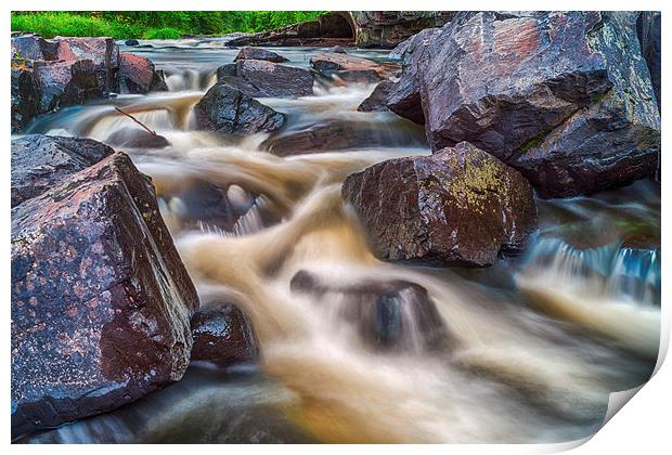Cascading water over rocks Print by Jonah Anderson Photography