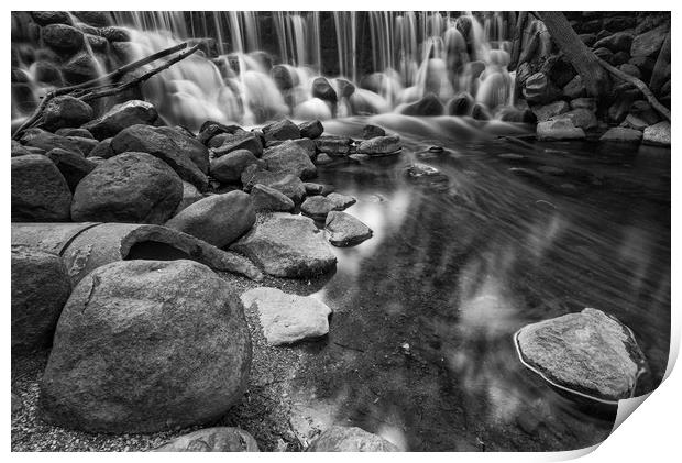 Black and White Cascading Falls Print by Jonah Anderson Photography