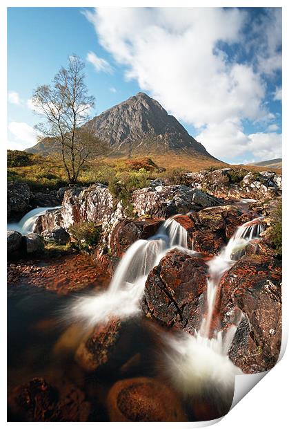 Glen Etive waterfall, Glencoe Print by Grant Glendinning