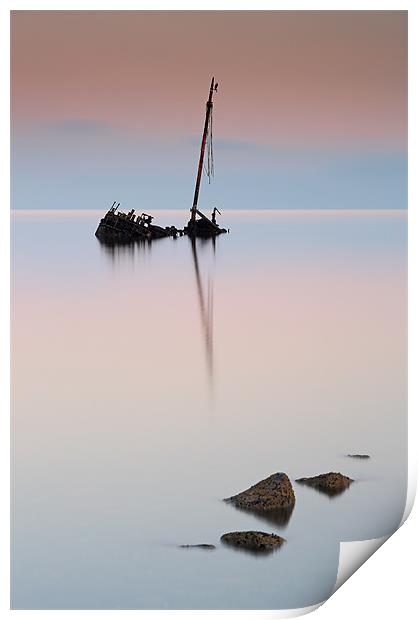 Flat calm shipwreck Print by Grant Glendinning