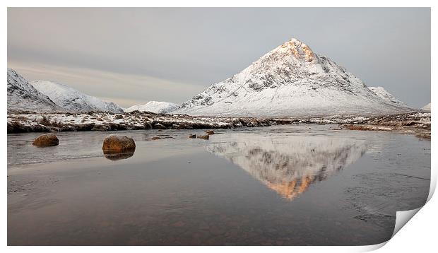  Mountain Reflection on the River Etive Print by Grant Glendinning