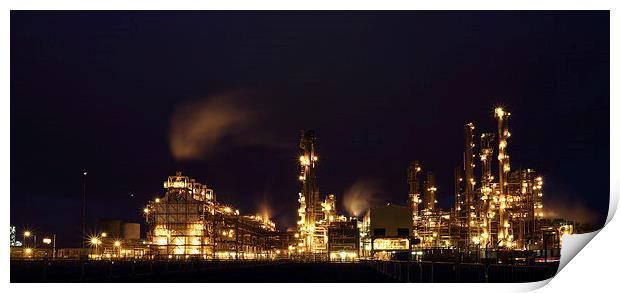 Grangemouth Oil Refinery at Night Print by Maria Gaellman